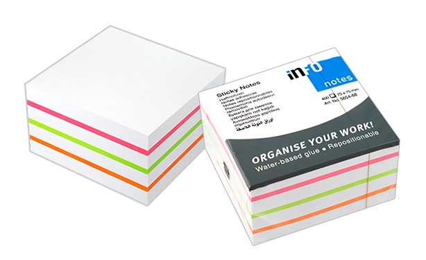 Info Sticky Note Cube 75 x 75mm - White Mix