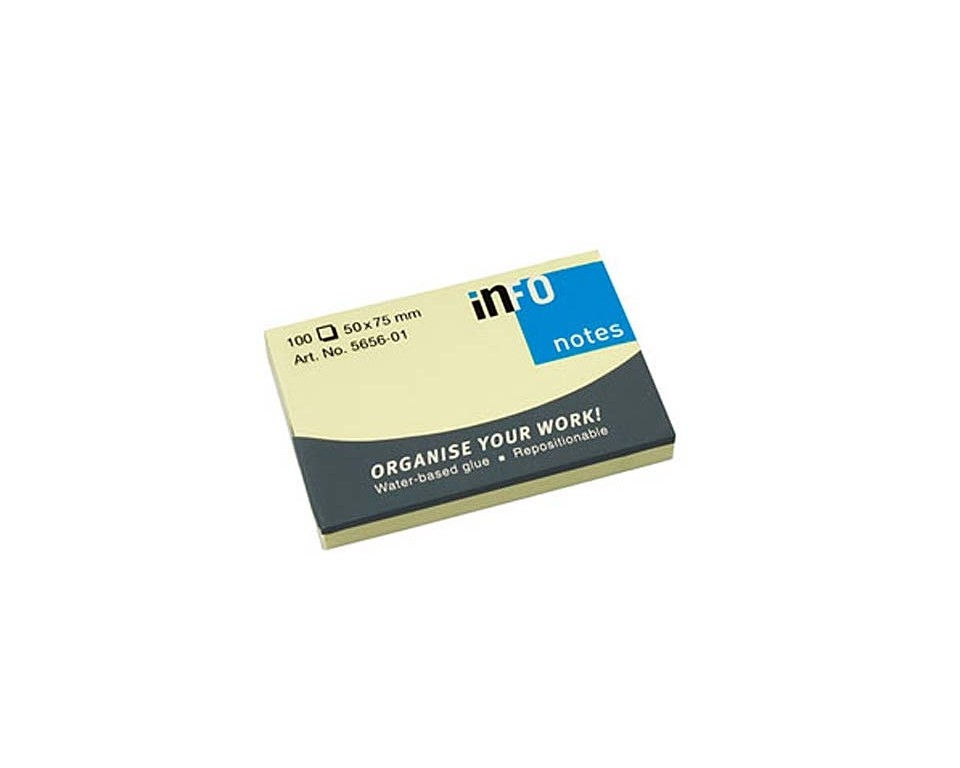 Info Sticky Notes 50 x 75mm - Yellow