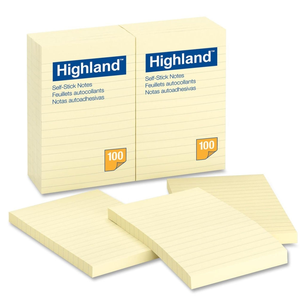 Ruled Self Stick Notes - Yellow