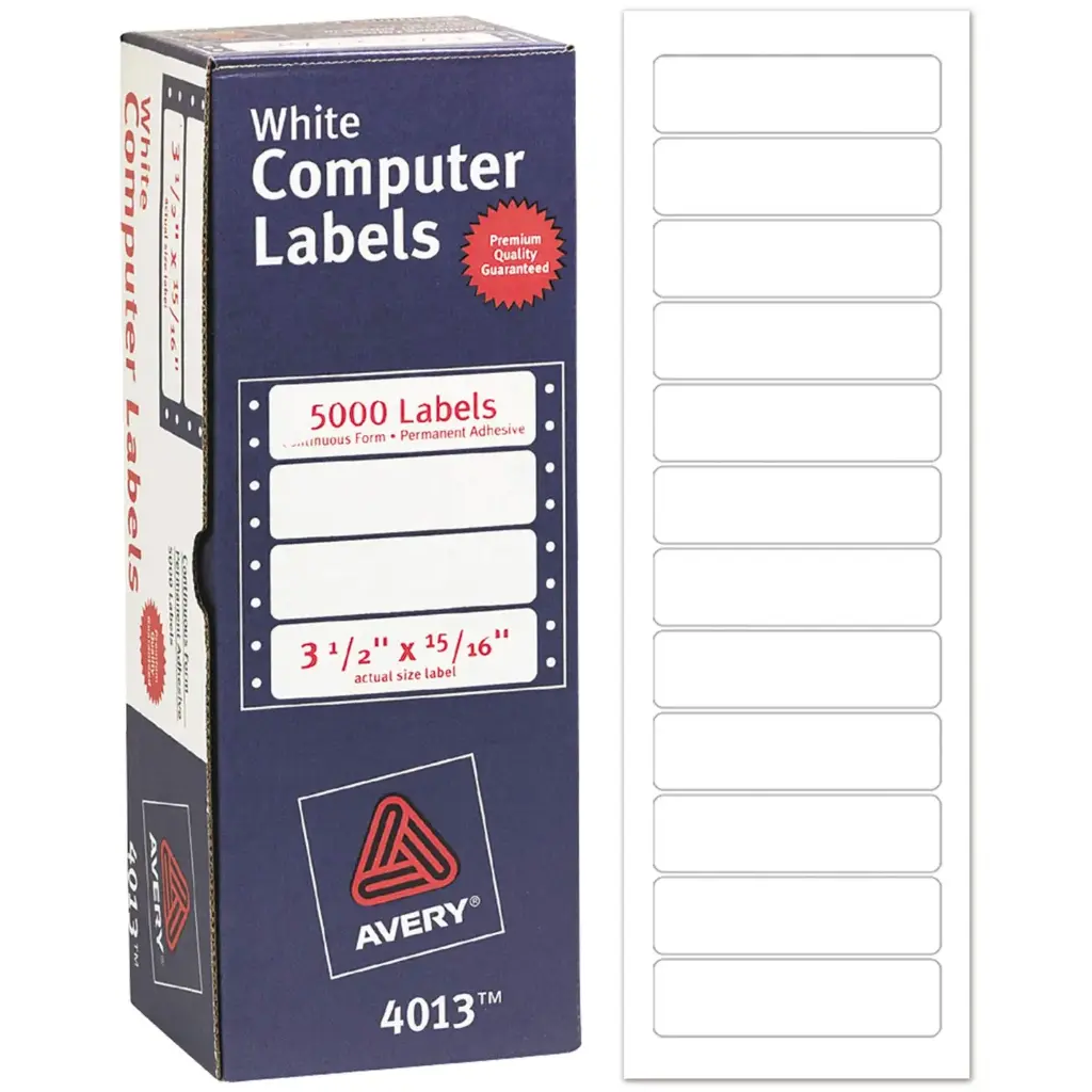 Avery 4013 White Computer Labels 3 1/2" x 15/16" (Pack of 417)