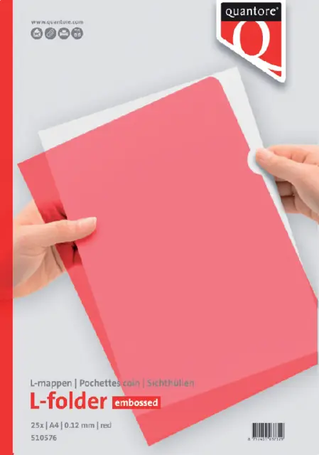 Economy Plastic L-Folder A4 - Red Embossed (Pack of 25)