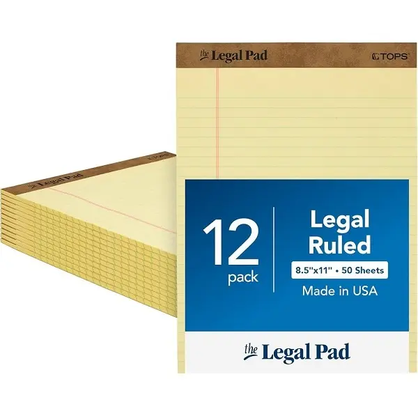 Writing Pad 8.5" x 11" - Yellow (Pack of 12)