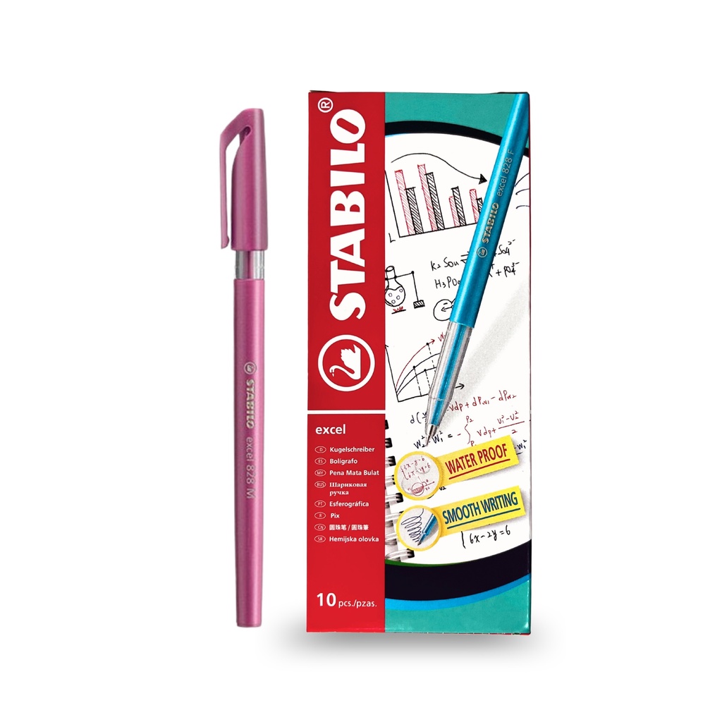 Ballpoint Pen Excel 828 Medium - Pink (Pack of 10)