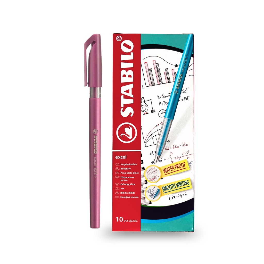 Ballpoint Pen Excel 828 Fine - Pink (Pack of 10)