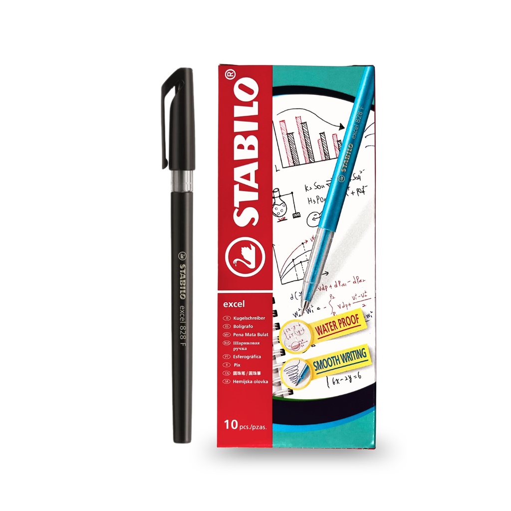 Ballpoint Pen Excel 828 Fine - Black (Pack of 10)