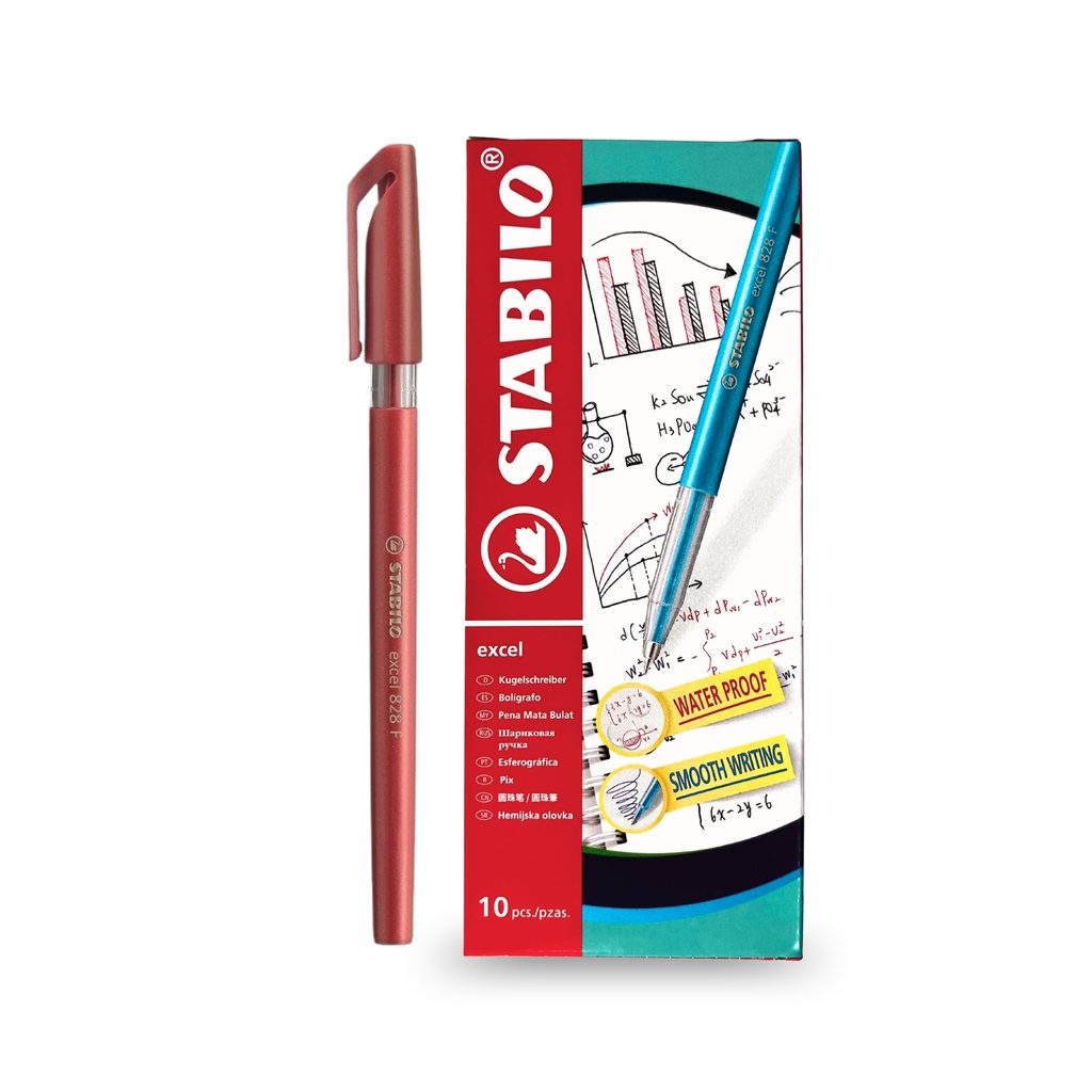 Ballpoint Pen Excel 828 Fine - Red (Pack of 10)
