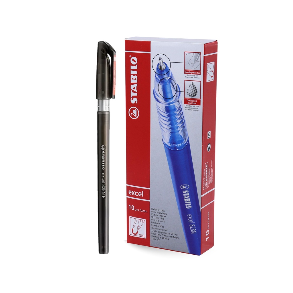 Ballpoint Pen Excel 828 NF - Black (Pack of 10)