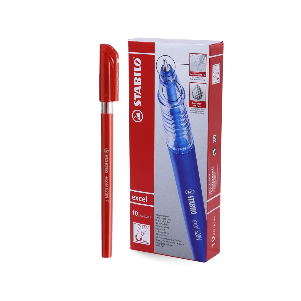 Ballpoint Pen Excel 828 NF - Red (Pack of 10)