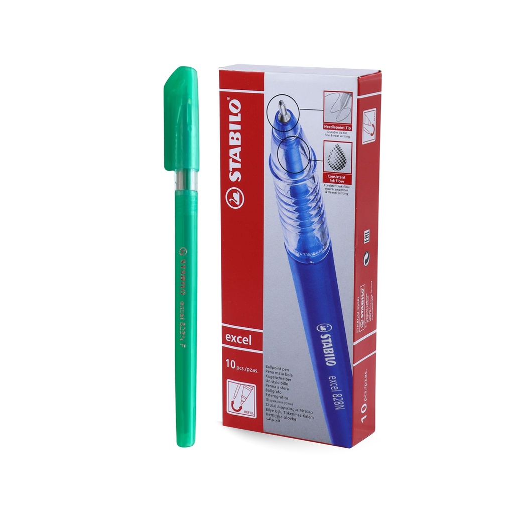 Ballpoint Pen Excel 828 NF - Green (Pack of 10)