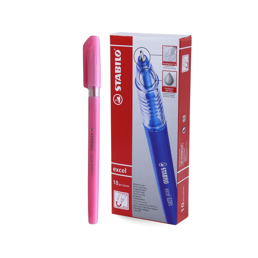 Ballpoint Pen Excel 828 NF - Pink (Pack of 10)