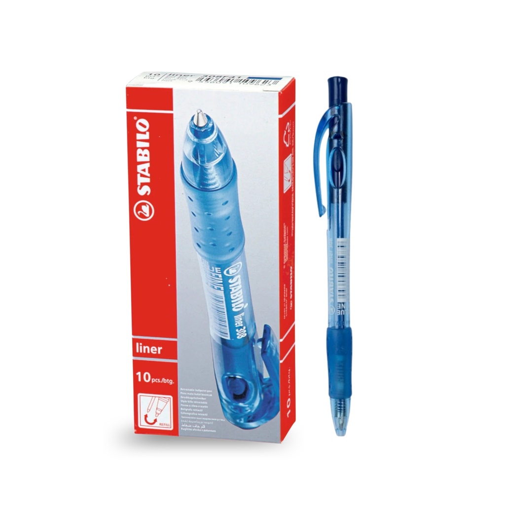Ballpoint Pen Liner 308 Retractable Medium - Blue (Pack of 10)