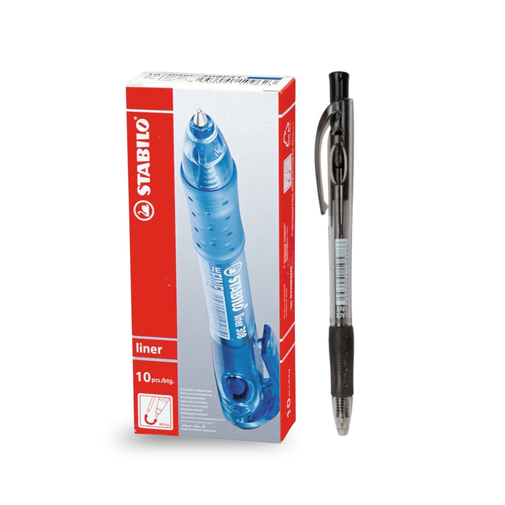 Ballpoint Pen Liner 308 Retractable Medium - Black (Pack of 10)
