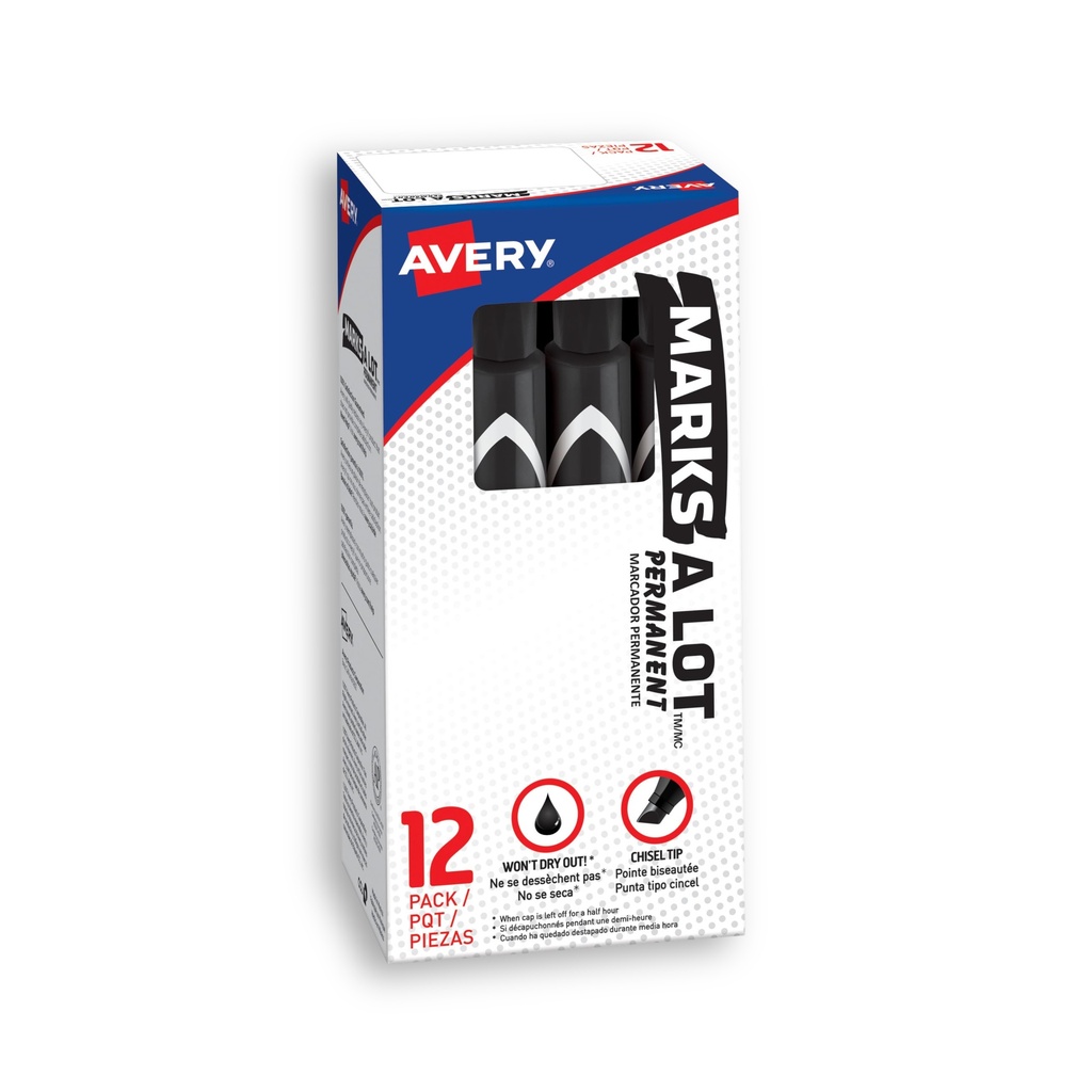 Marks-A-Lot Permanent Marker - Chisel Black (Pack of 12)