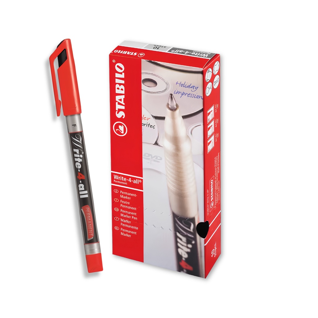 Write-4-All Permanent Marker Fine - Red (Pack of 10)