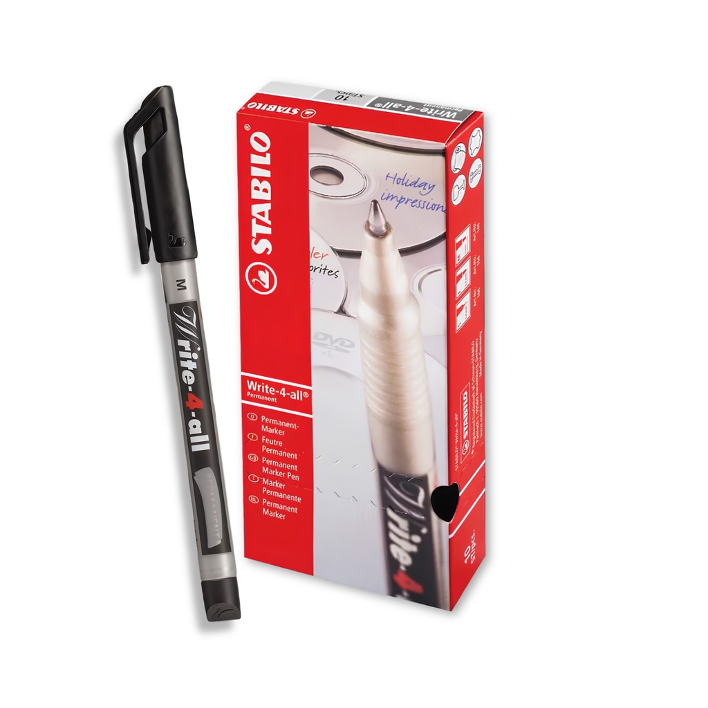 Write-4-All Permanent Marker Medium - Black (Pack of 10)