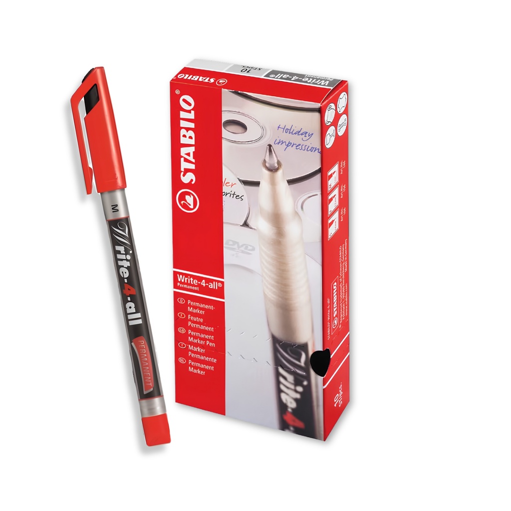 Write-4-All Permanent Marker Medium - Red (Pack of 10)