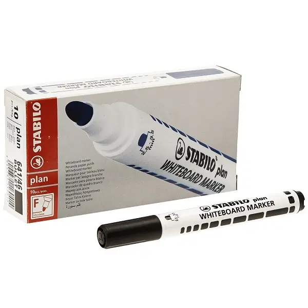 Stabilo Plan Whiteboard Marker - Bullet Black (Pack of 10)