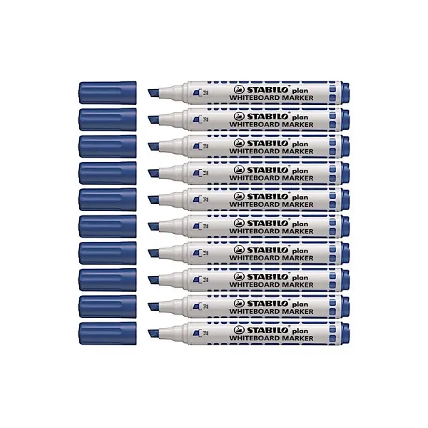 Stabilo Plan Whiteboard Marker - Chisel Blue (Pack of 10)