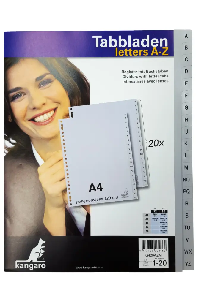 A4 PP Index Divider - Alphabetic Tabs (Pack of 25)