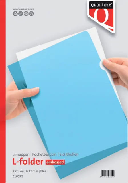 Economy Plastic L-Folder A4 - Blue Embossed (Pack of 100)