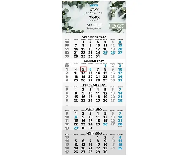 Stylex Five Month View Calendar 2027