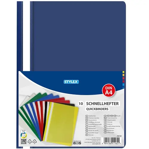 Stylex Standard Plastic File A4 - Assorted 10/Pack