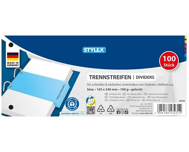 Stylex Dividing Cards - Blue