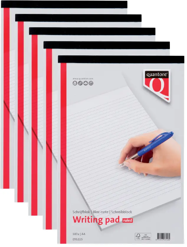 Ruled A4 Writing Pad Quantore (Pack of 5)