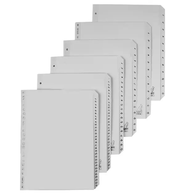 A4 PP Index Divider Gray - Numbered Tabs 1-12 (Pack of 25)