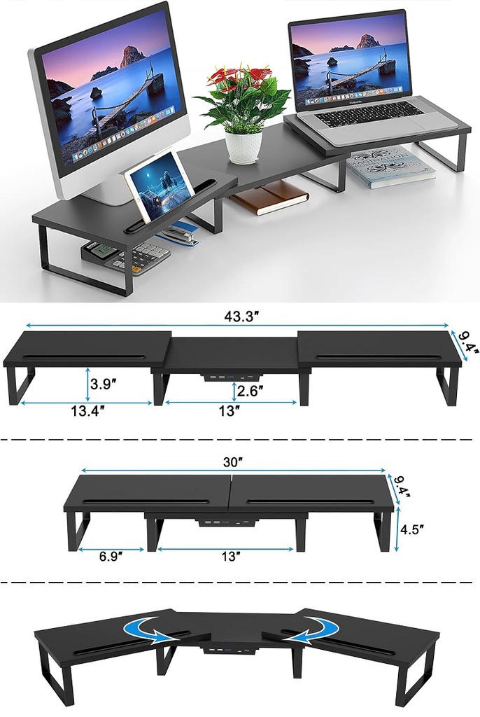 Office Desktop Organizer Stand For 2 Monitors