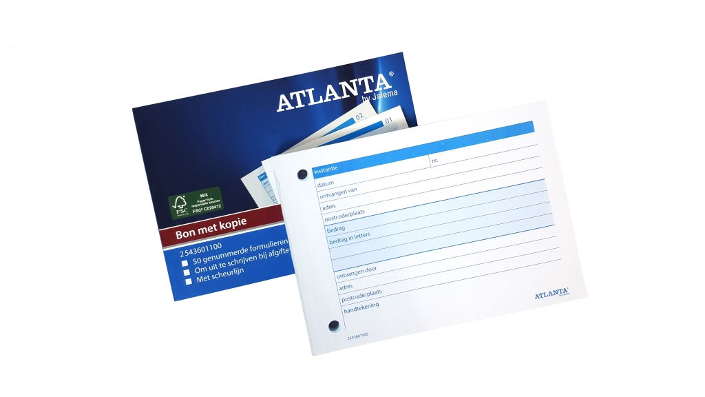 Atlanta Receipt Book A6 Dutch Text (100 Pages)