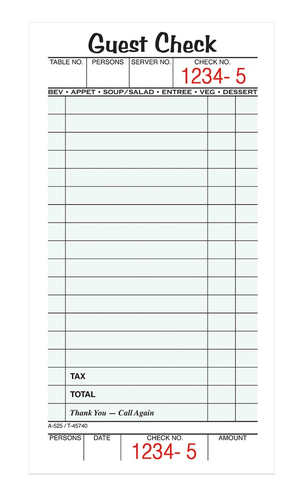 Guest Check Book 