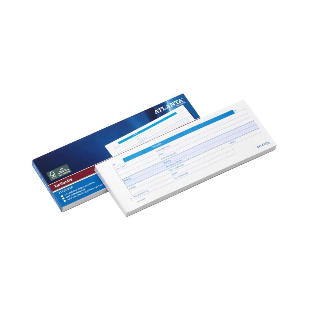 Atlanta Receipt Book 74x210mm Dutch Text 