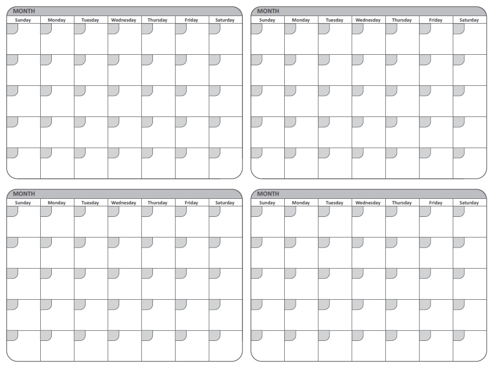 Whiteboard 4 Month Planner 120x90cm