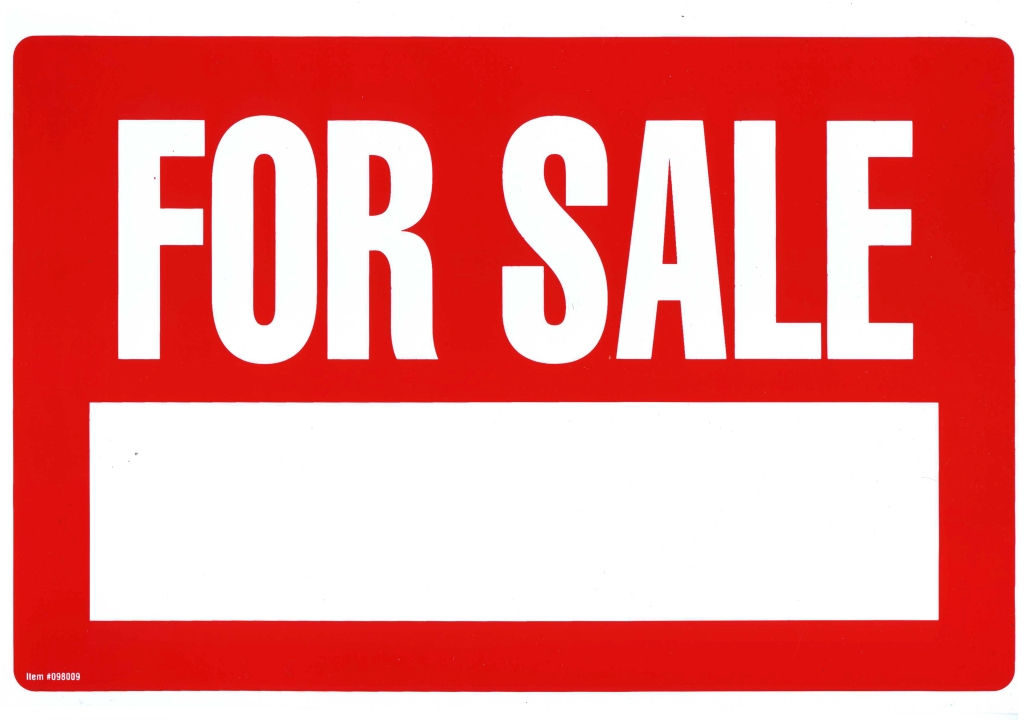 For Sale Sign 12"x8"