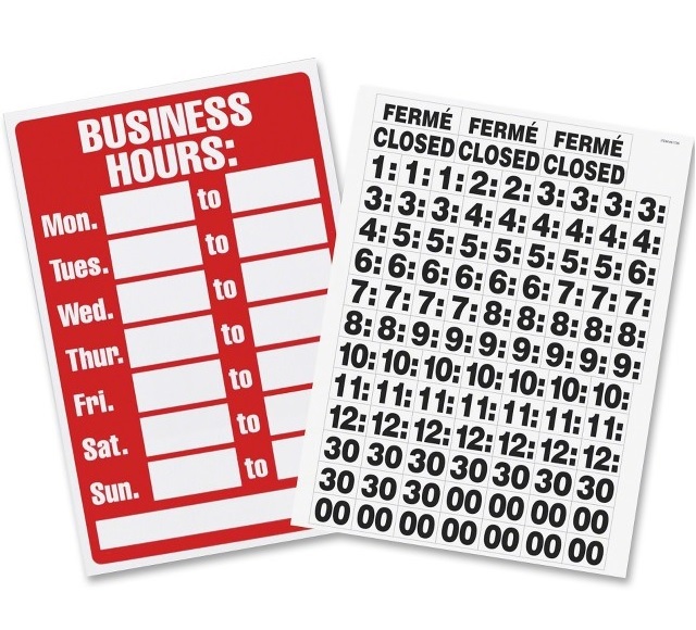 Adhesive Business Hour Sign 8"x12"