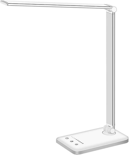 LED Desk Lamp With USB Charging Port - Silver