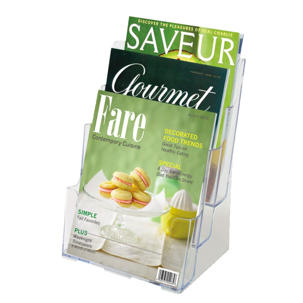 Multi-Compartment Tiered Literature Holder - Magazine Size