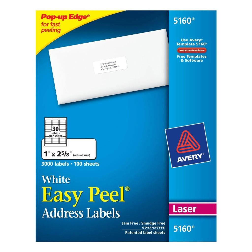 Avery 5160 White Address Labels 1" x 2 5/8" 
