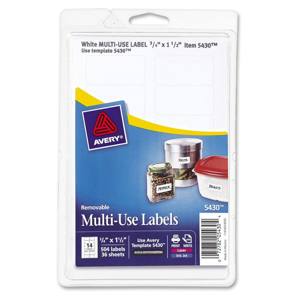 Avery 5430 Multi-Use Labels 3/4" x 1 1/2" - White 
