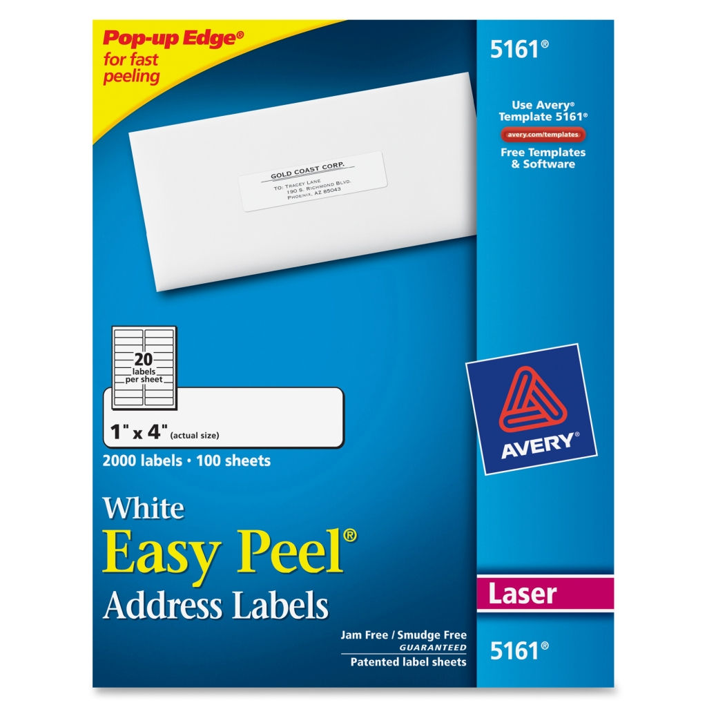 Avery 5161 White Shipping Labels 1" x 4" 