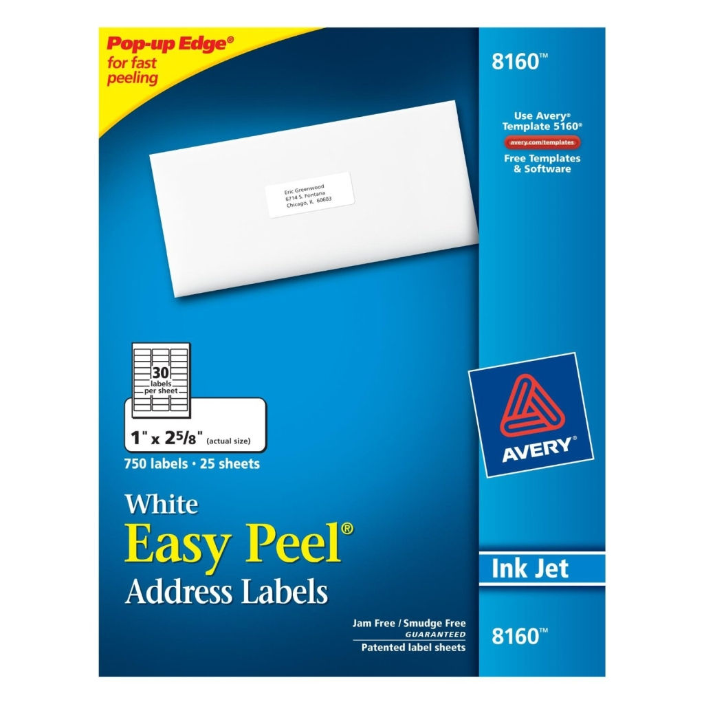 Avery 8160 White Address Labels 1" x 2 5/8" 