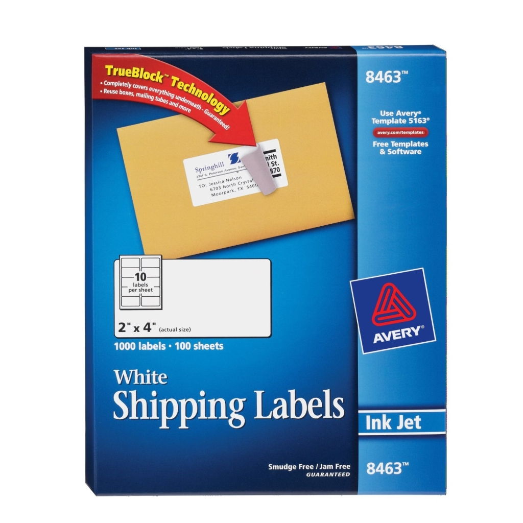 Avery 8463 White Shipping Labels 2" x 4" 