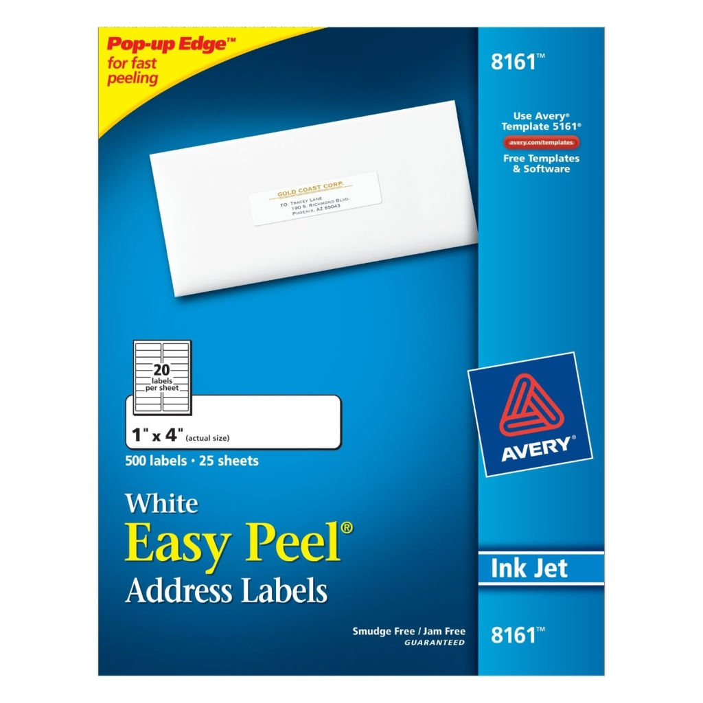 Avery 8161 White Adress Labels 1" x 4" 