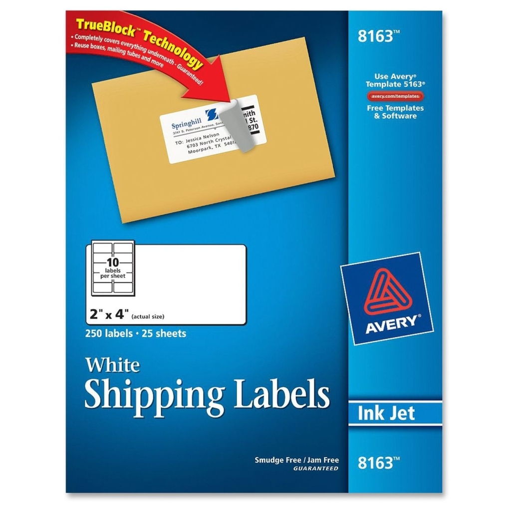 Avery 8163 White Shipping Labels 2" x 4" 