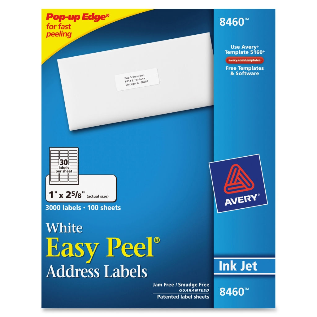 Avery 8460 White Address Labels 1" x 2 5/8" 