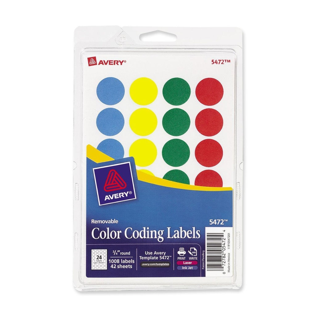 Color Coding Labels 5472 Assorted - 3/4" Round