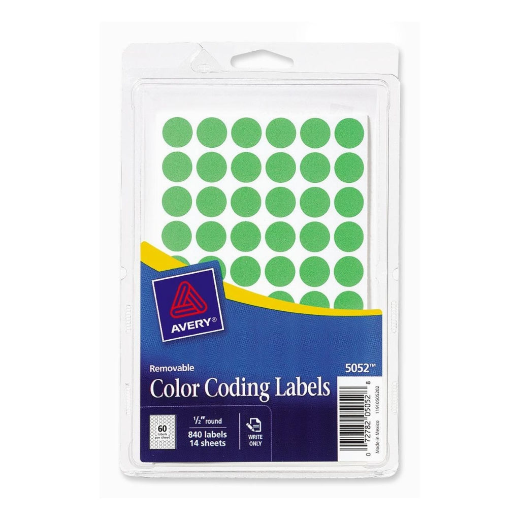 Color Coding Labels 5052 Neon Green - 1/2" Round