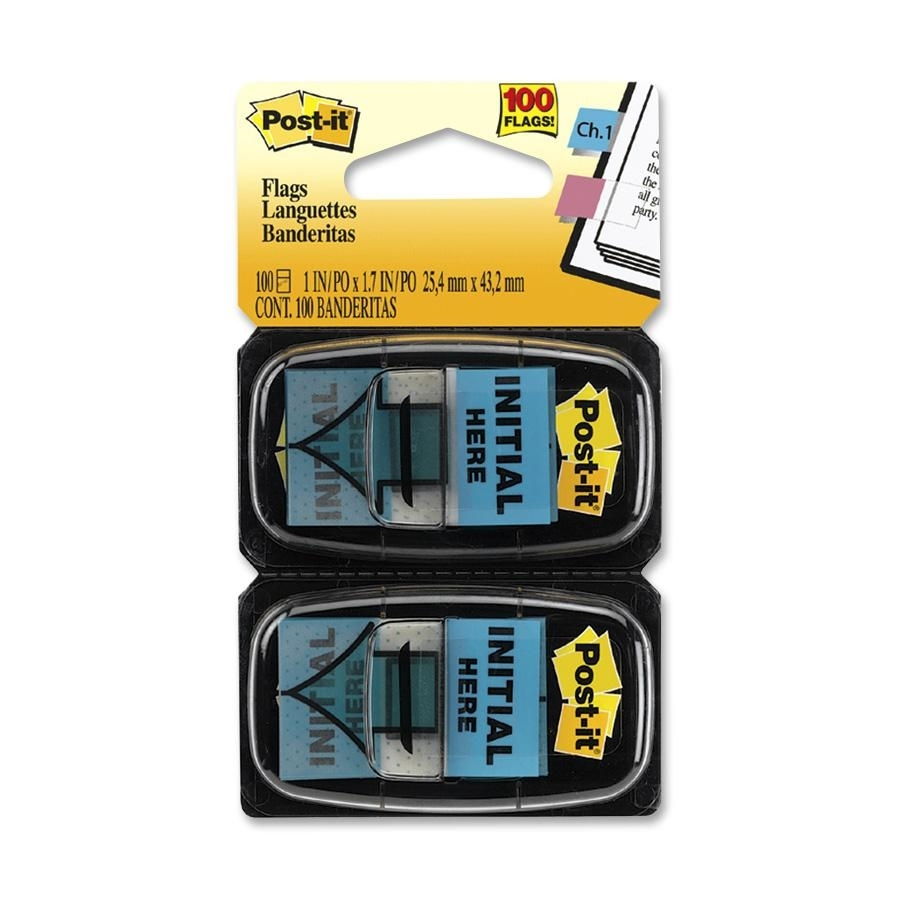 Post Initial Here Message Flags - Bright Blue