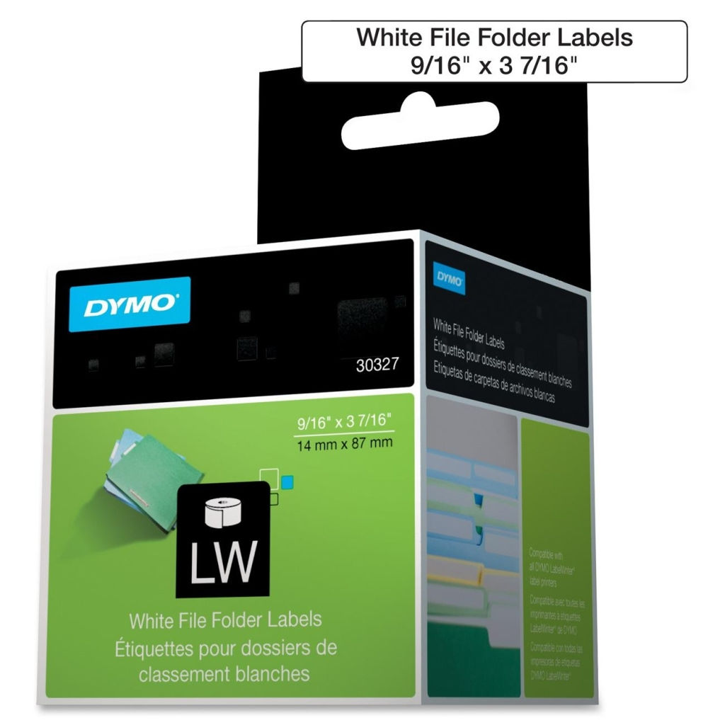 Dymo 30327 LW White File Folder Labels 9/16" x 3 7/16" 